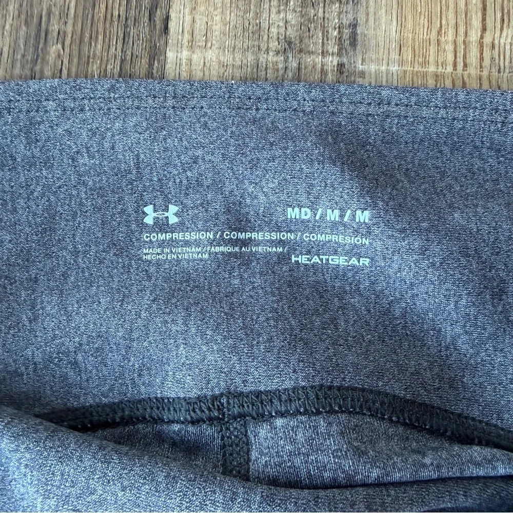 Under Armour HeatGear Grey Compression Cropped Leggings Activewear Womens Md